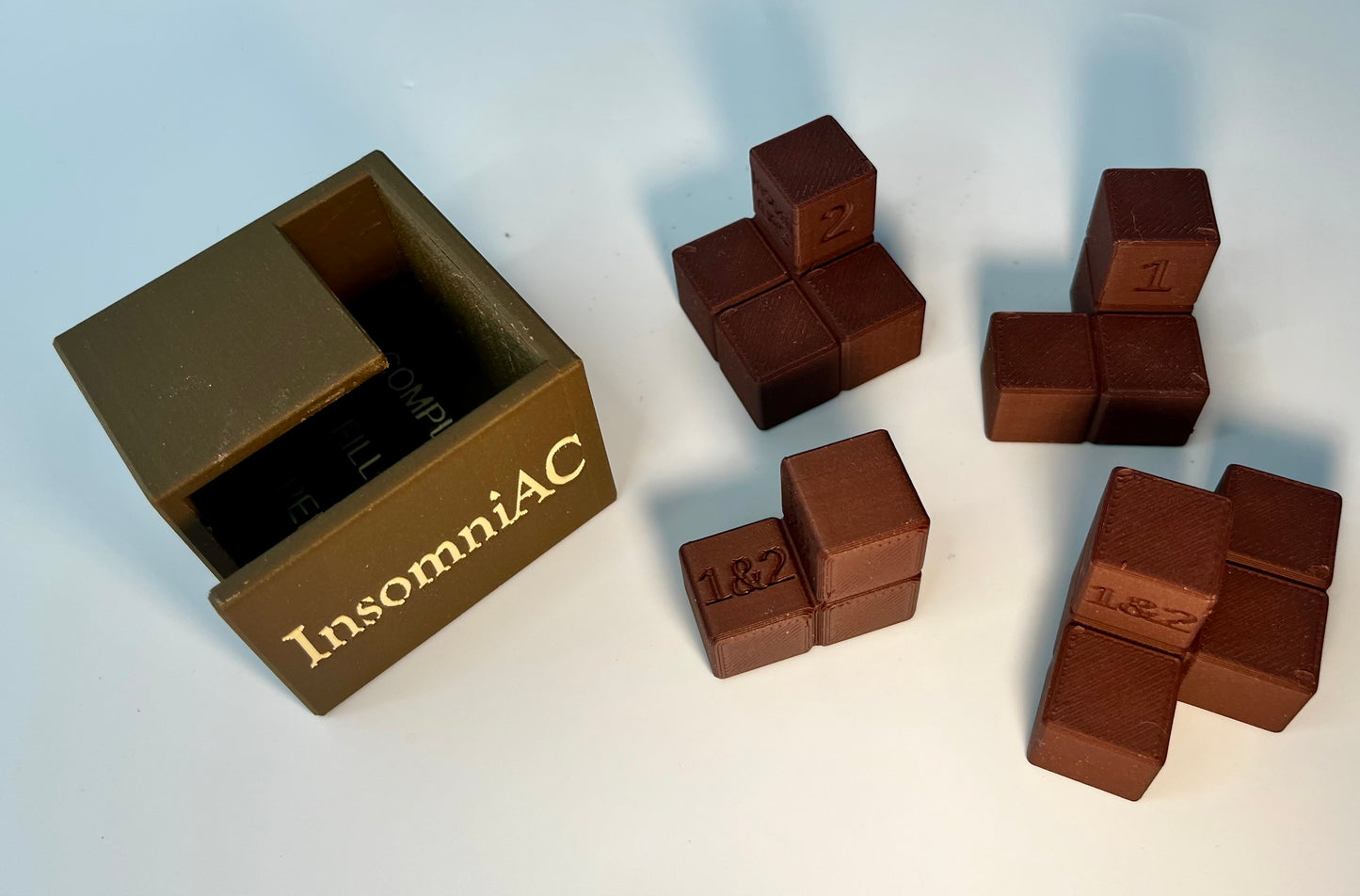 InsomniAC - 3D Printed Premium Wood Filament Multi-Color Packing Puzzle