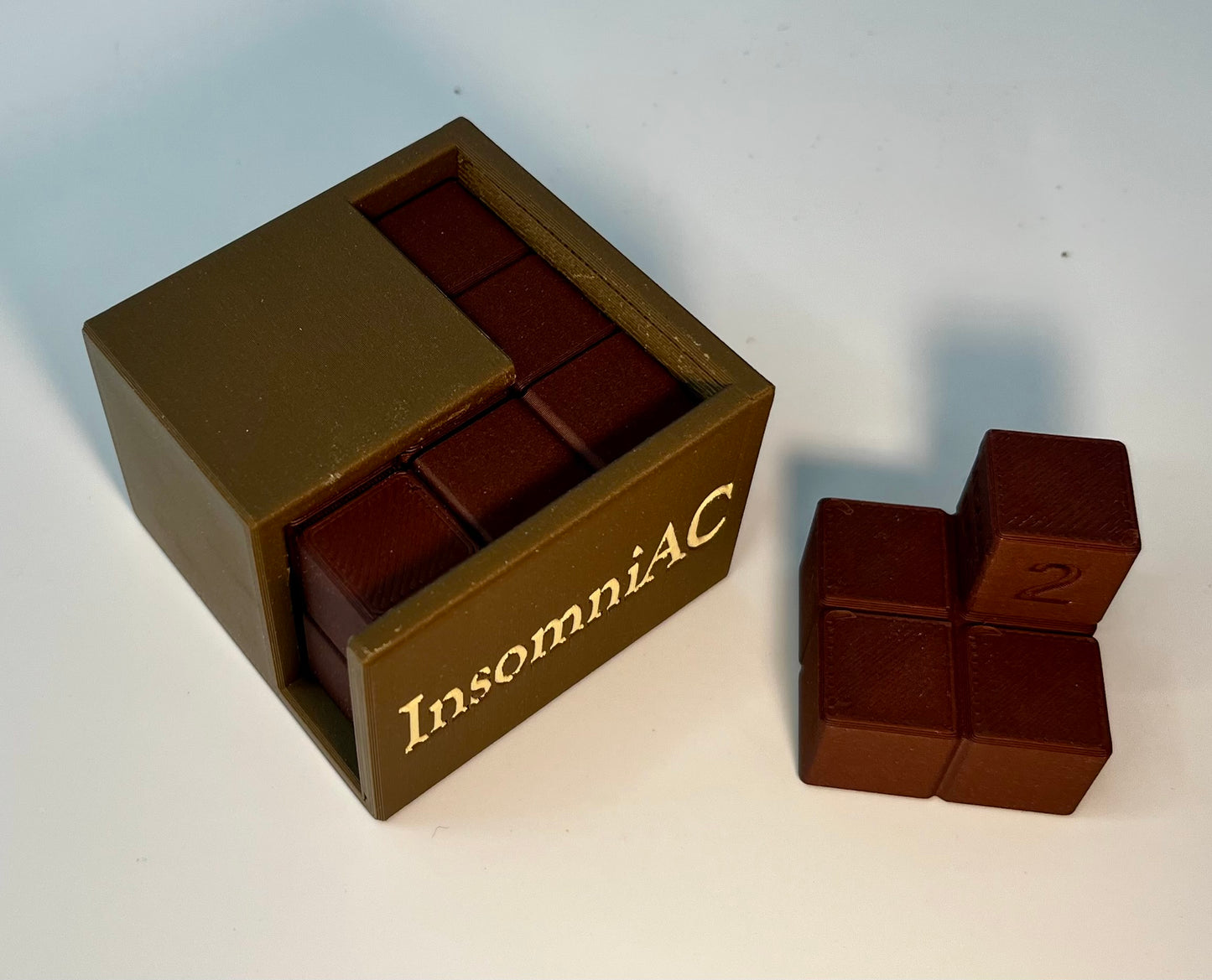 InsomniAC - 3D Printed Premium Wood Filament Multi-Color Packing Puzzle