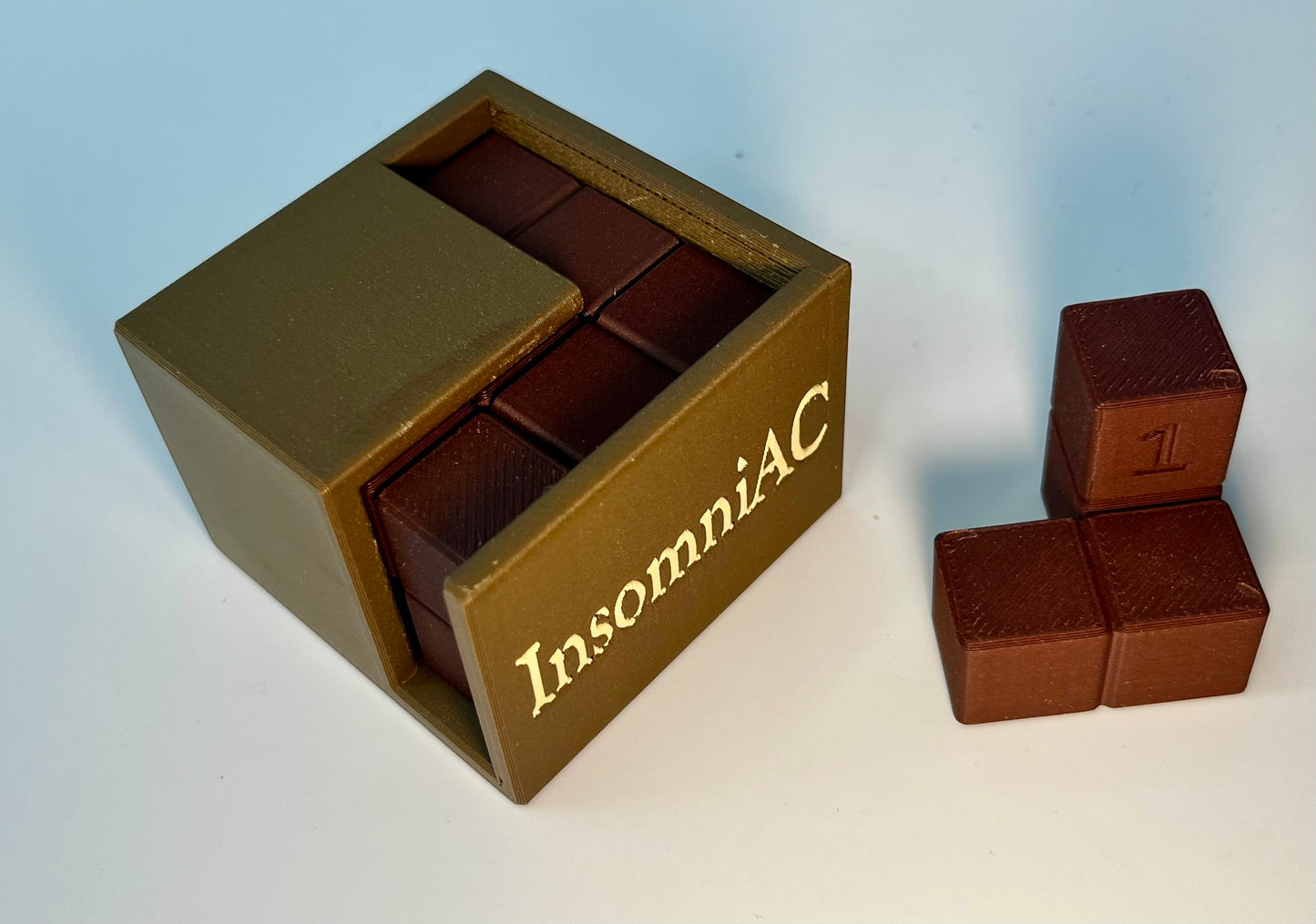 InsomniAC - 3D Printed Premium Wood Filament Multi-Color Packing Puzzle