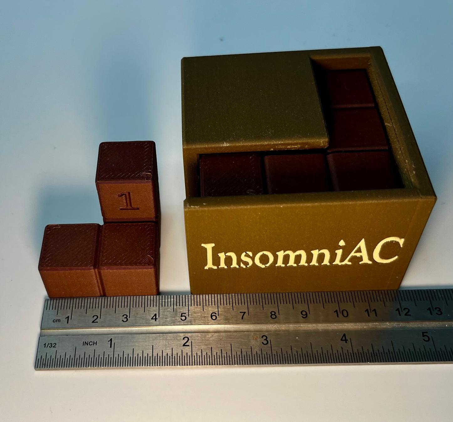 InsomniAC - 3D Printed Premium Wood Filament Multi-Color Packing Puzzle