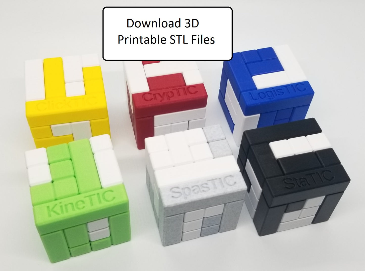 Download 3D Printable STL Files for Volume 2 of the 6 Piece Turning Interlocking Cube Puzzles