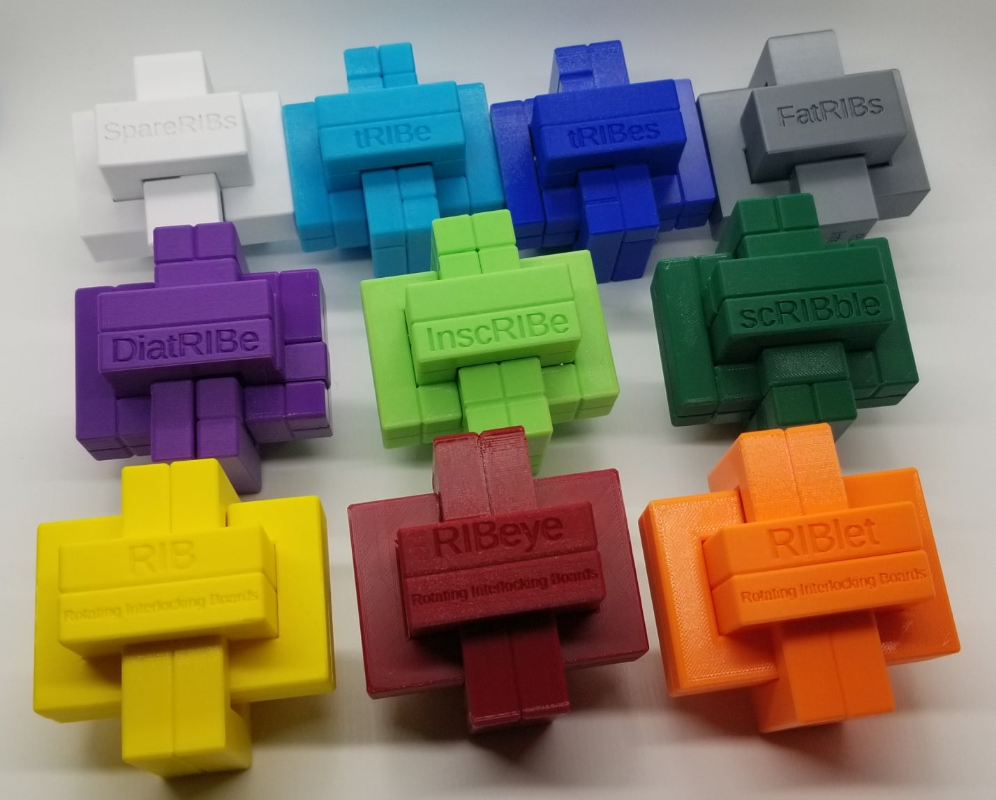 Download 3D Printable STL Files for 10 RIB (Rotating Interlocking Board) Puzzles