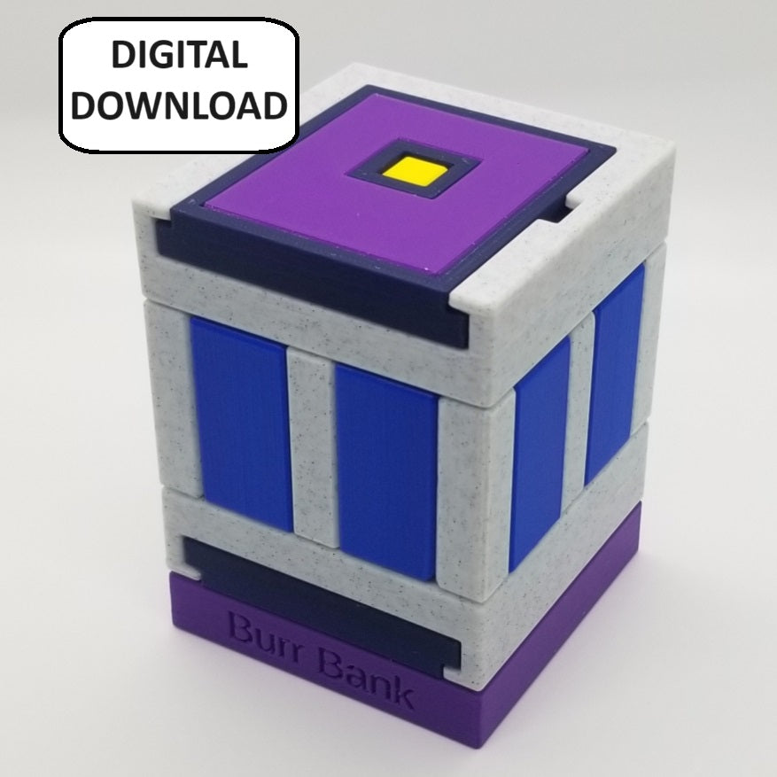 Digital Download Burr Bank - 3D Printed Burr and Sequential Discovery Puzzle