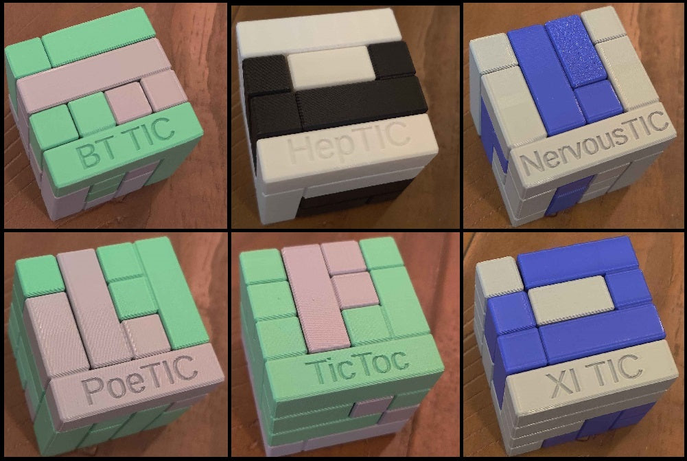 Download 3D Printable STL Files for Volume 2 of the 4 Piece Turning Interlocking Cube Puzzles