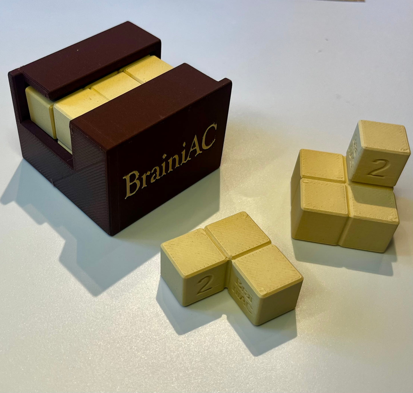 BrainiAC - 3D Printed Premium Wood Filament Multi-Color Packing Puzzle