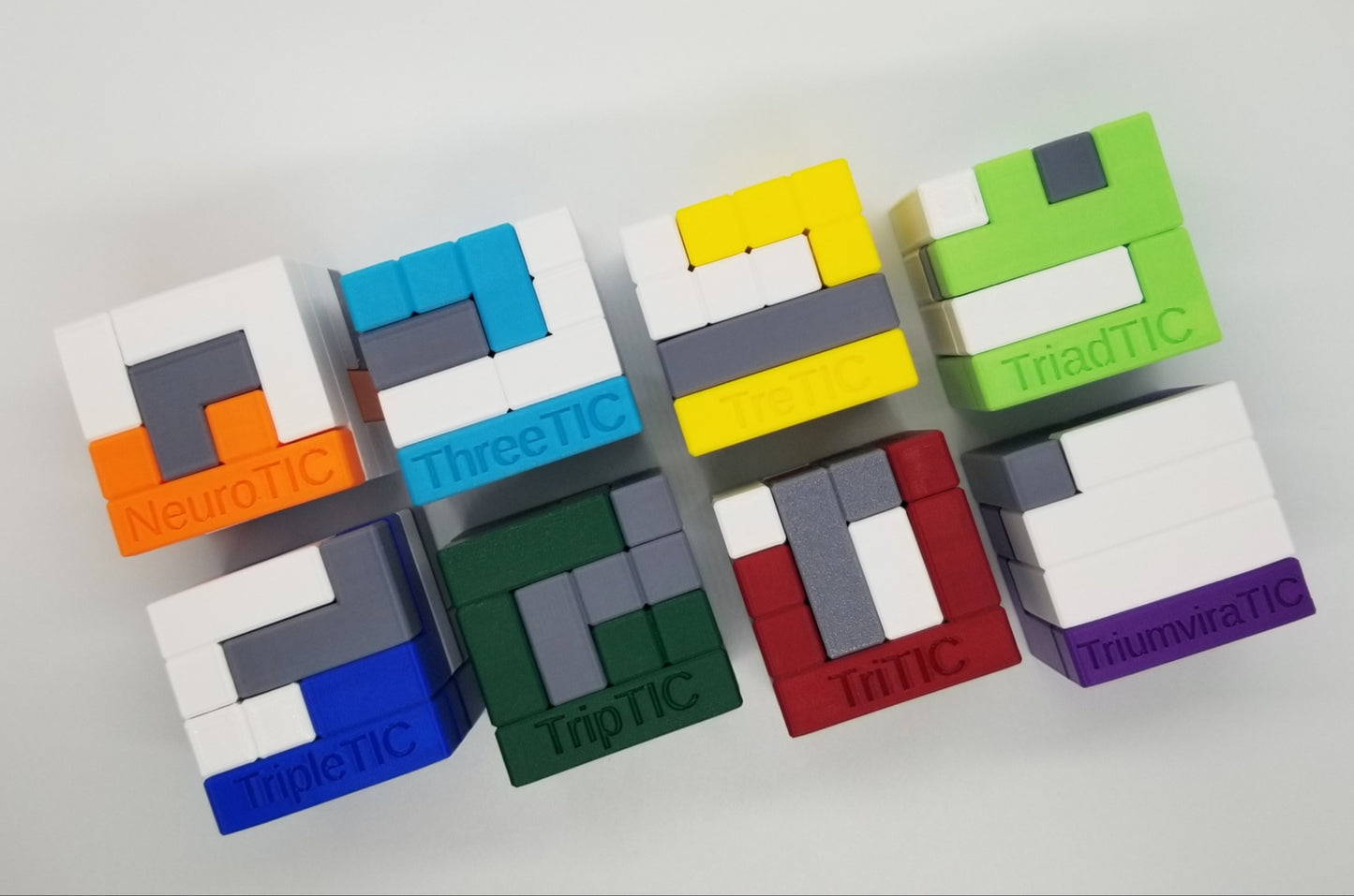 Download 3D Printable STL Files for 8 Three Piece 4x4x4 Turning Interlocking Cube Puzzles