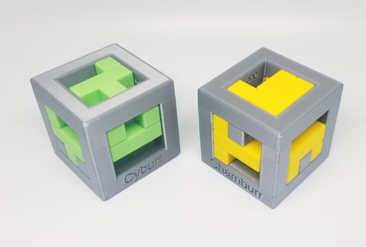 Chamburr and Cyburr - Turning Interlocking Cubes co-designed by Christoph Lohe and Andrew Crowell