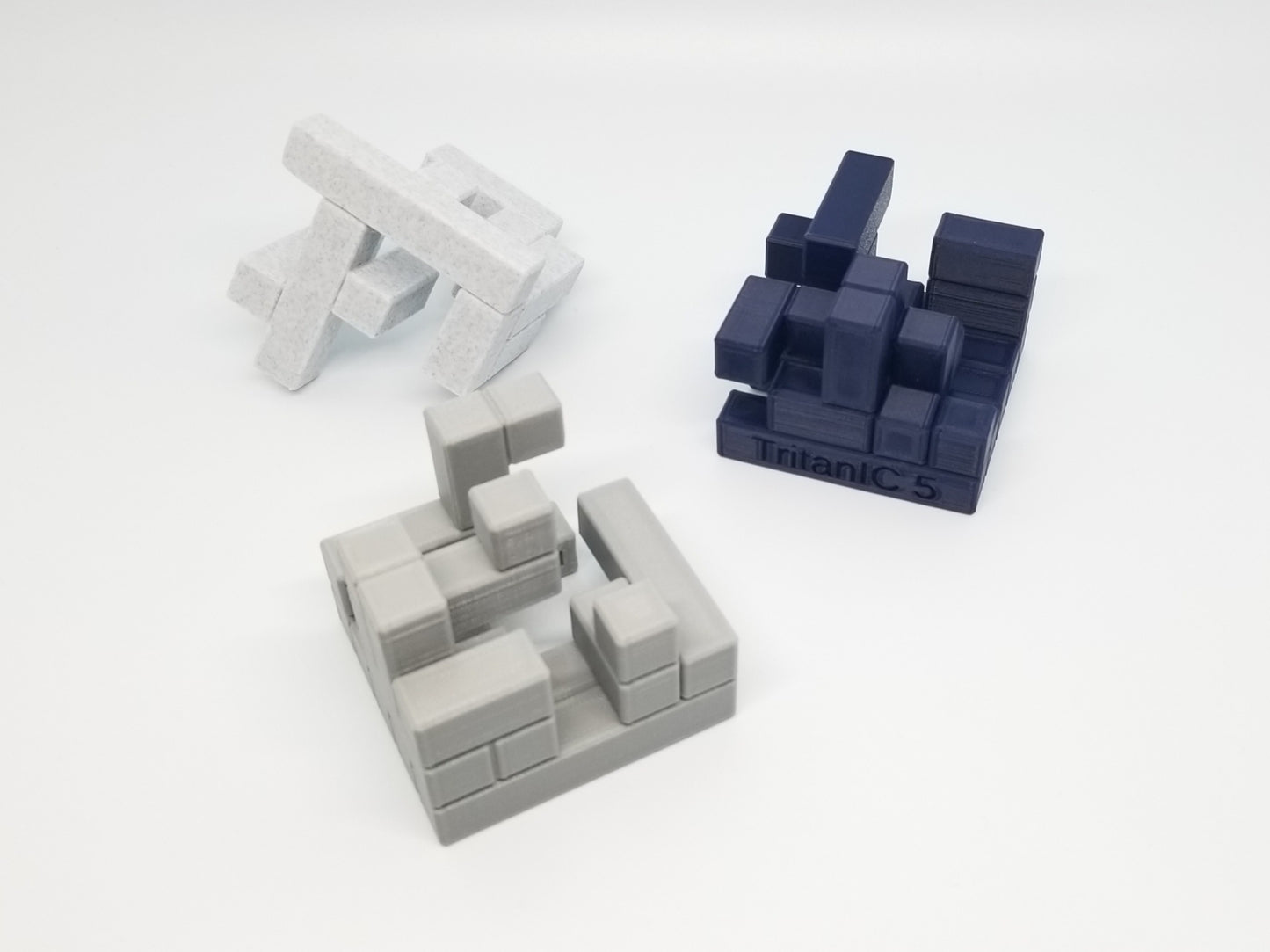 Download 3D Printable STL Files for 6 Three Piece 5x5x5 Turning Interlocking Cube Puzzles